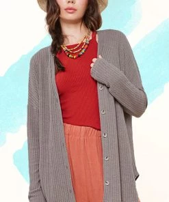 La Miel Tops Paxton Waffle Cardigan