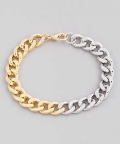 Fame Accessories Half & Half Chain Bracelet