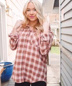 Hem & Thread Paige Plaid Hoodie Tops
