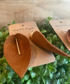 Annabela Designs Accessories Suede Leaf Bar Earrings