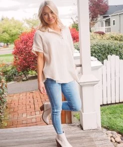 La Miel Coral Gauze Top Tops