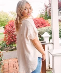 La Miel Coral Gauze Top Tops