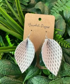 Annabela Designs Accessories Leather Leaf Textured Geometric Earrings
