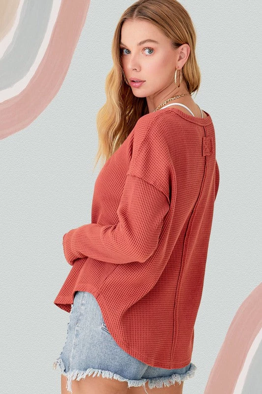 La Miel New Arrivals Clarissa Waffle Top 3 La Miel New Arrivals Clarissa Waffle Top