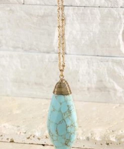 Urbanista Accessories Brass & Oval Natural Stone Necklace