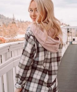 Hem & Thread Paige Plaid Hoodie Tops