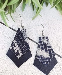 Annabela Designs Accessories Leather Drop Layered Snakeskin Earrings