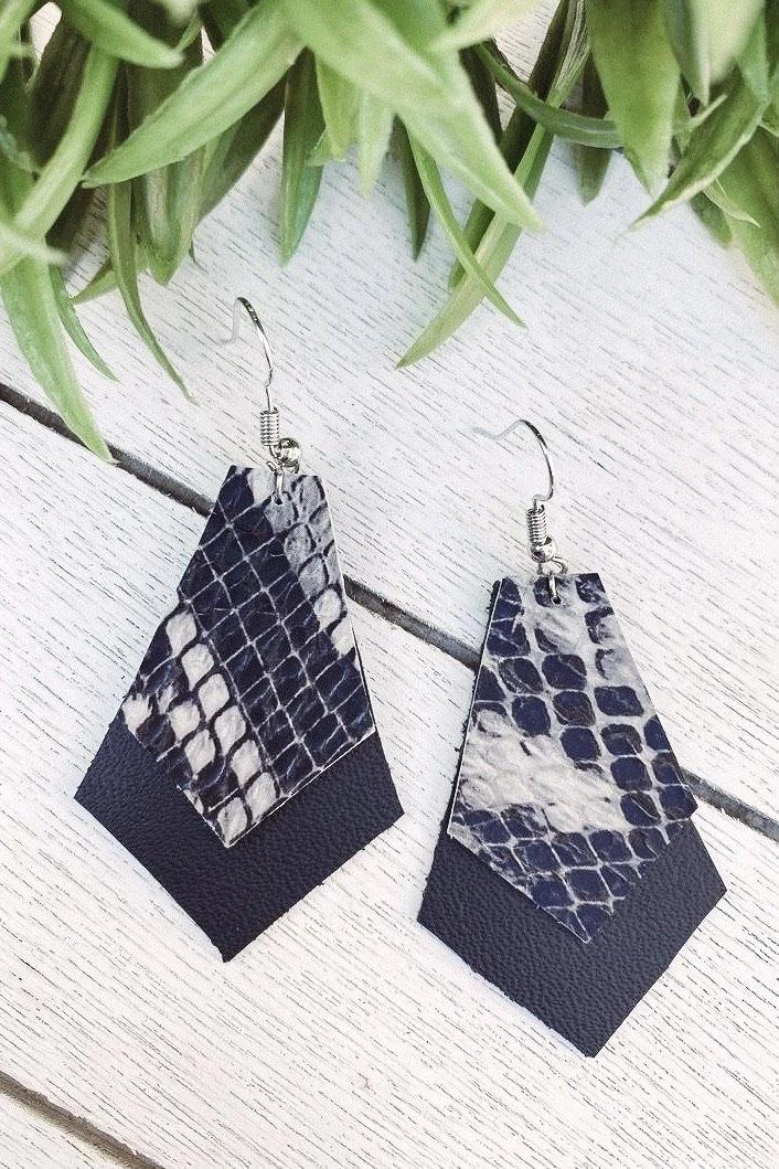 Annabela Designs Accessories Leather Drop Layered Snakeskin Earrings 1 Annabela Designs Accessories Leather Drop Layered Snakeskin Earrings