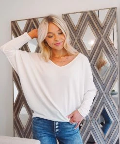 Charlotte Avery French Terry V Neck Dolman Tops