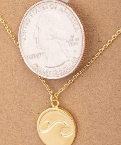 Fame Accessories Wave Coin Pendant Necklace