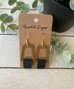 Annabela Designs Gold Fold Leather Earrings Accessories
