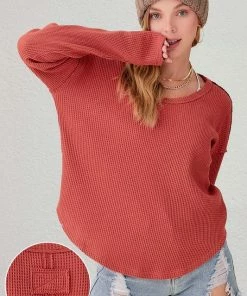 La Miel New Arrivals Clarissa Waffle Top