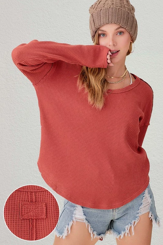 La Miel New Arrivals Clarissa Waffle Top 2 La Miel New Arrivals Clarissa Waffle Top