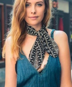 Sublime Clothing Boutique Geometric Onyx Satin Scarf Accessories