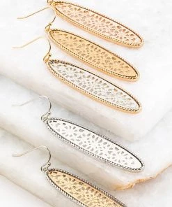 Sublime Clothing Boutique Accessories Two Tone Tile Oval Hook Earring