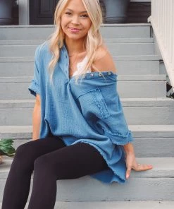 La Miel Coral Gauze Top Tops