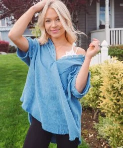 La Miel Coral Gauze Top Tops