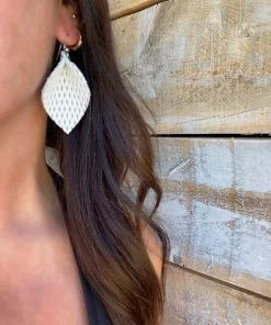 Annabela Designs Accessories Leather Leaf Textured Geometric Earrings