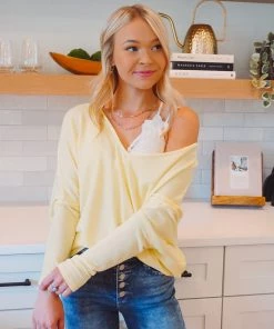 Charlotte Avery French Terry V Neck Dolman Tops