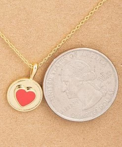 Fame Accessories Heart Coin Charm Necklace