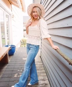 Hem & Thread Tops Crema Peplum Blouse