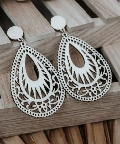 Urbanista Accessories Paisley Wooden Tear Drop Earring