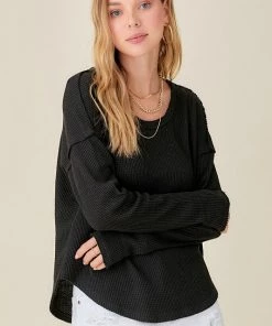 La Miel New Arrivals Clarissa Waffle Top 12 La Miel New Arrivals Clarissa Waffle Top