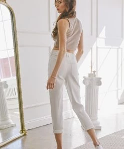 La Miel Bottoms Bali High Rise White Mom Jean