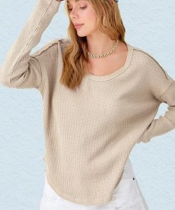 La Miel New Arrivals Clarissa Waffle Top 15 La Miel New Arrivals Clarissa Waffle Top