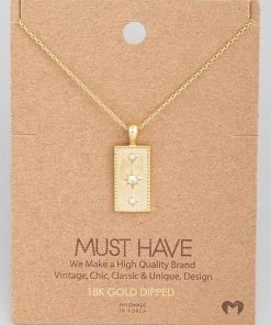 Fame Accessories Star Rectangle Pendant Necklace