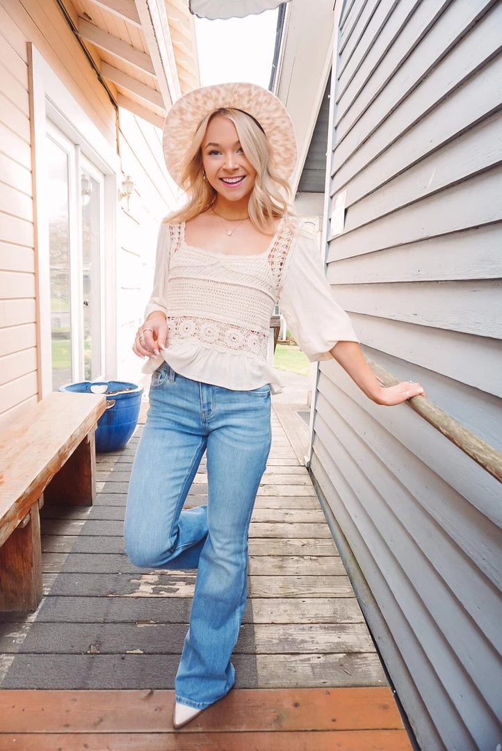 Hem & Thread Tops Crema Peplum Blouse 4 Hem & Thread Tops Crema Peplum Blouse