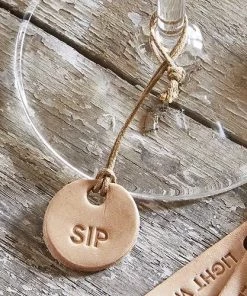 Santa Barbara Designs Leather Wine Charm Set Gifts + Home Accents