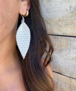 Annabela Designs Accessories Leather Leaf Textured Geometric Earrings