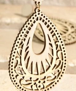 Urbanista Accessories Paisley Wooden Tear Drop Earring