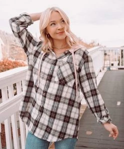Hem & Thread Paige Plaid Hoodie Tops