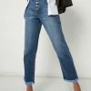 Kancan Cameron Frayed High Rise Straight Jeans Bottoms