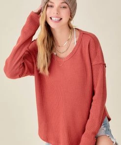 La Miel New Arrivals Clarissa Waffle Top