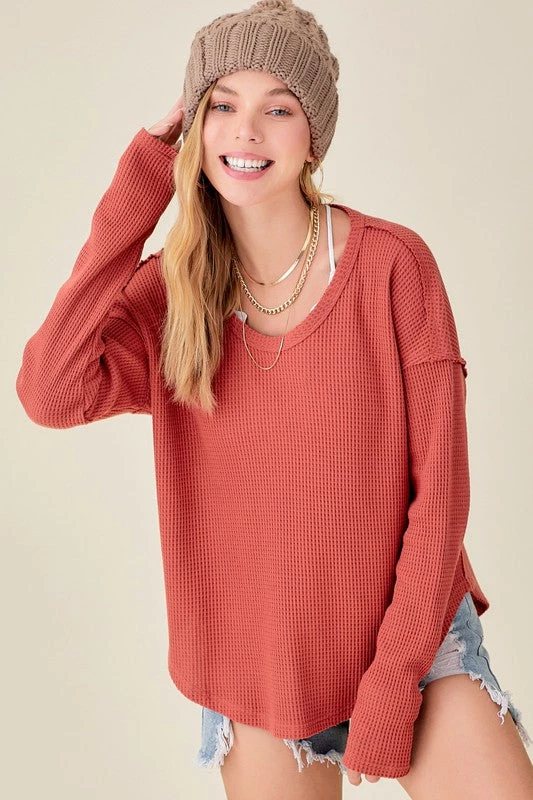 La Miel New Arrivals Clarissa Waffle Top 1 La Miel New Arrivals Clarissa Waffle Top