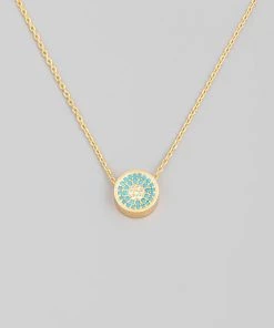 Fame Accessories Pave Mini Circle Pendant Necklace
