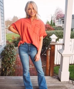 La Miel Coral Gauze Top Tops